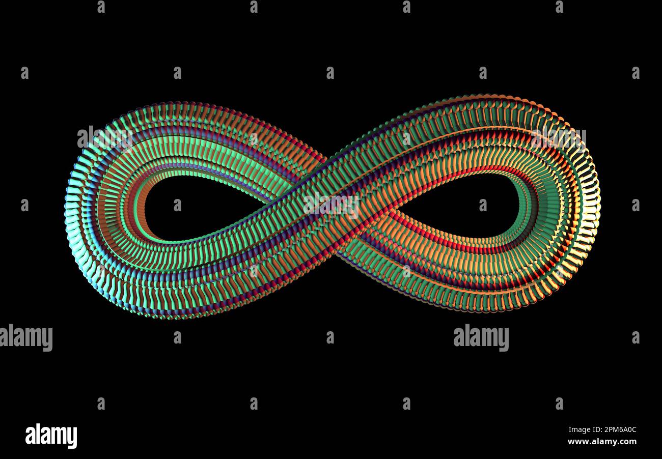 Detailed and colorful infinite or endless loop - 3d Illustration Stock Photo