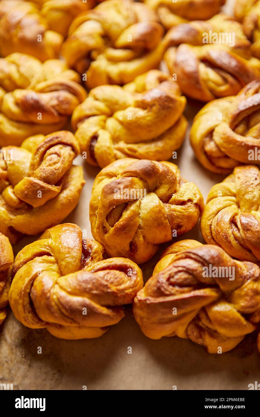Homemade Pumpkin Cinnamon Knots pastry Stock Photo Alamy