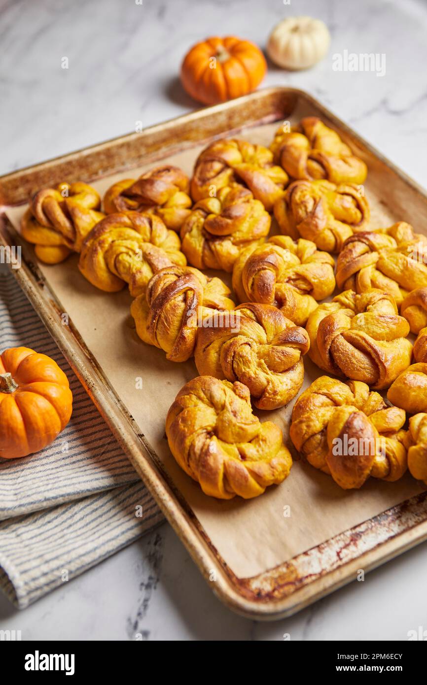 Homemade Pumpkin Cinnamon Knots pastry Stock Photo Alamy