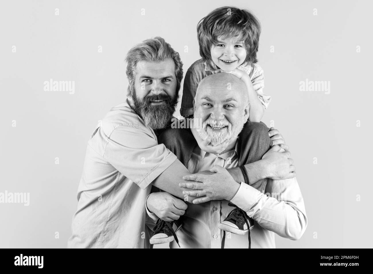 Happy man family concept laugh and have fun together. Three generations