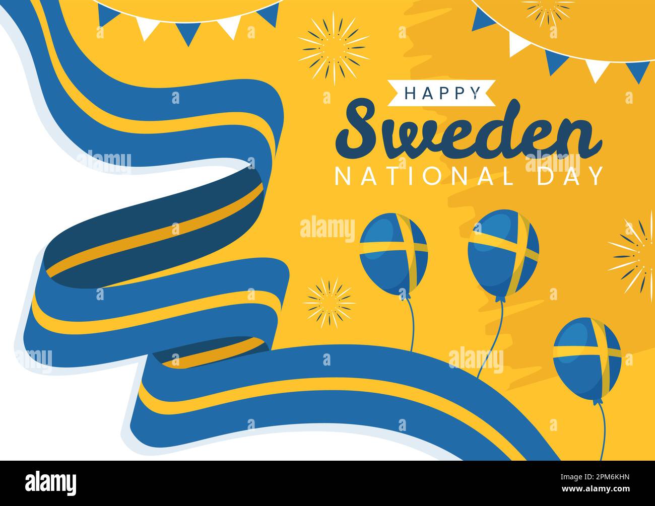 Sweden National Day Vector Illustration on 6 June Celebration with