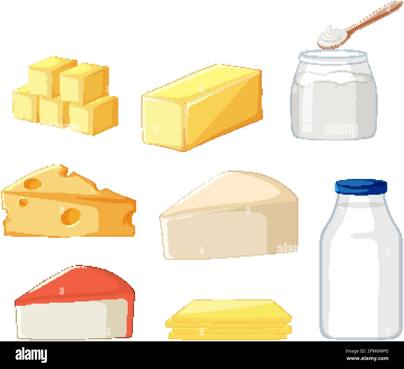 Assorted Dairy Milk Products Vector Set illustration Stock Vector Image