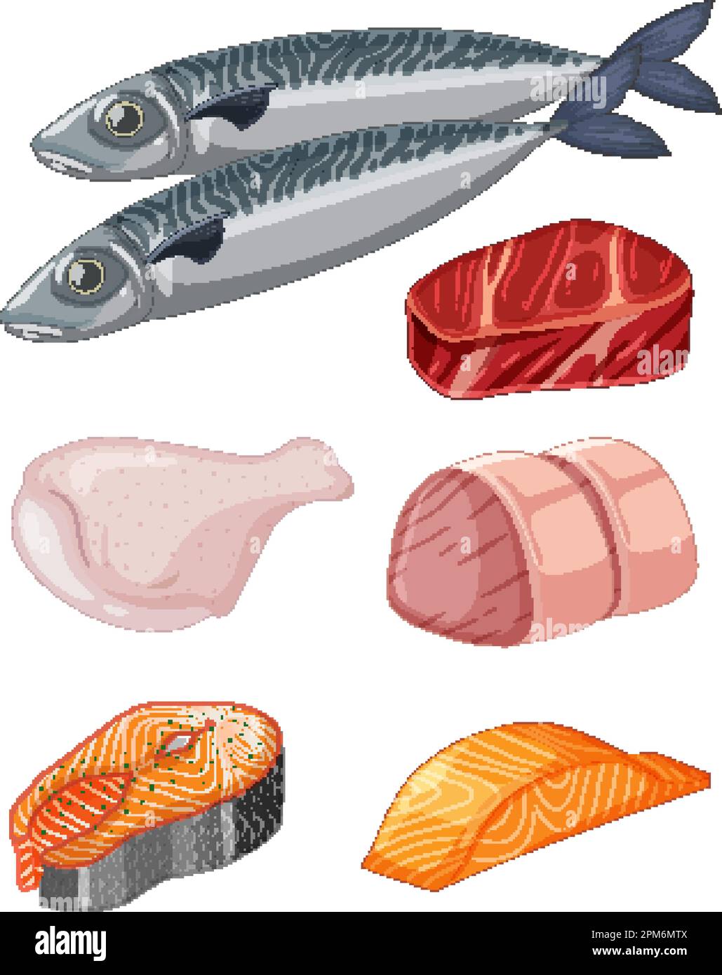 Assorted Meat and Seafood Vector for Menu Design illustration Stock ...