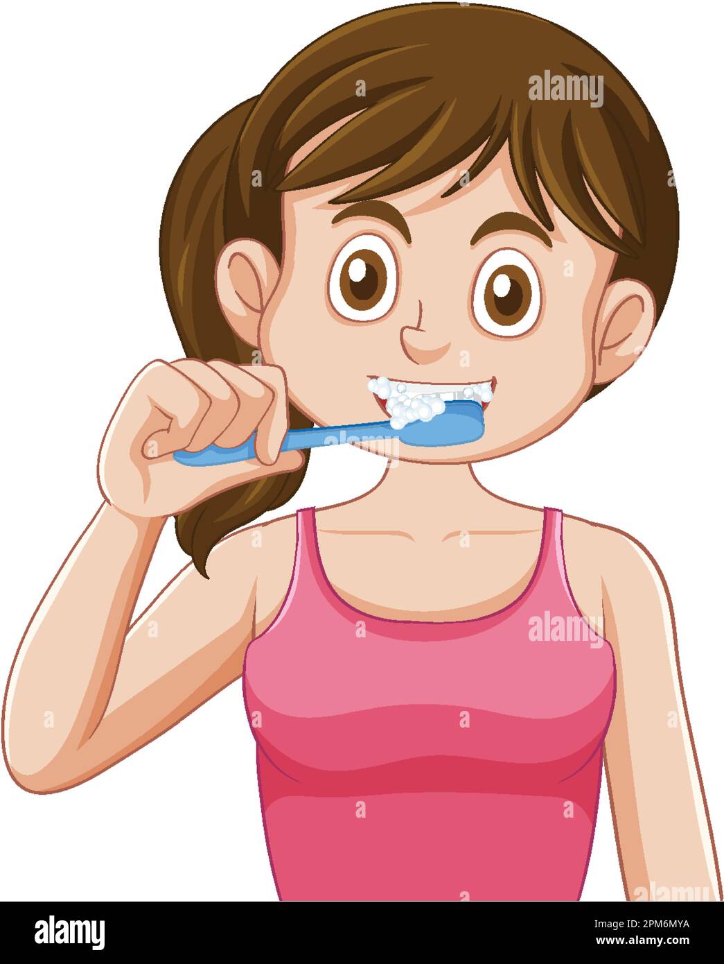 A girl brushing her teeth illustration Stock Vector