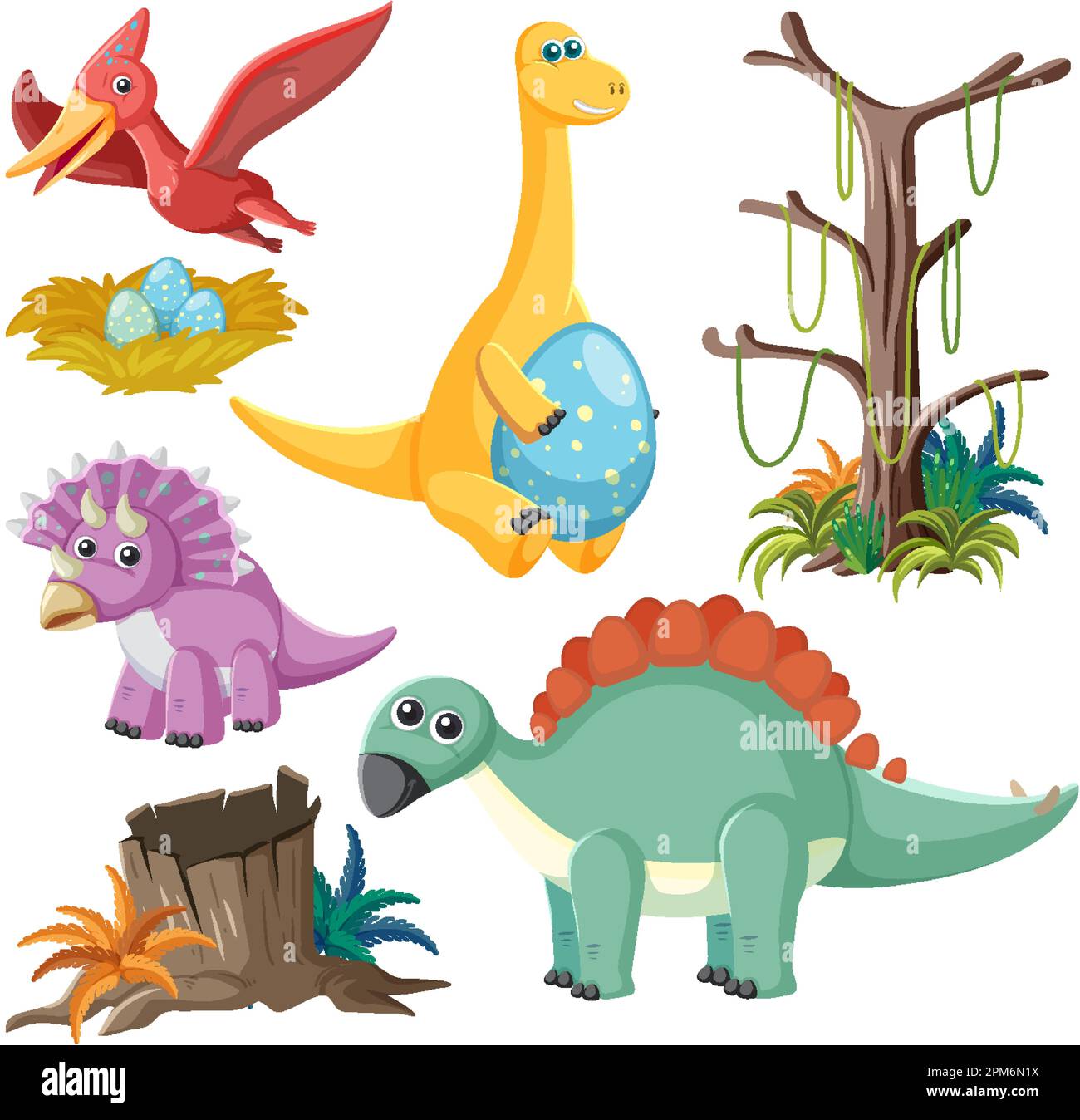Dinosaurs and Natural Elements Vector Collection illustration Stock ...
