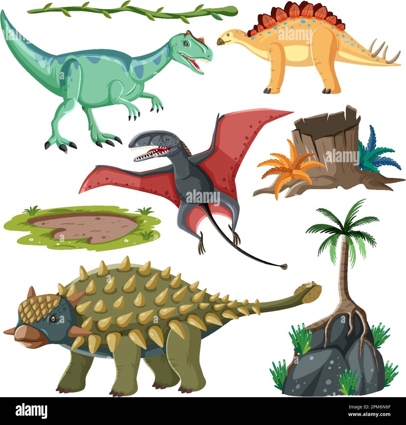 Dinosaur and Nature Elements Vector Collection illustration Stock ...