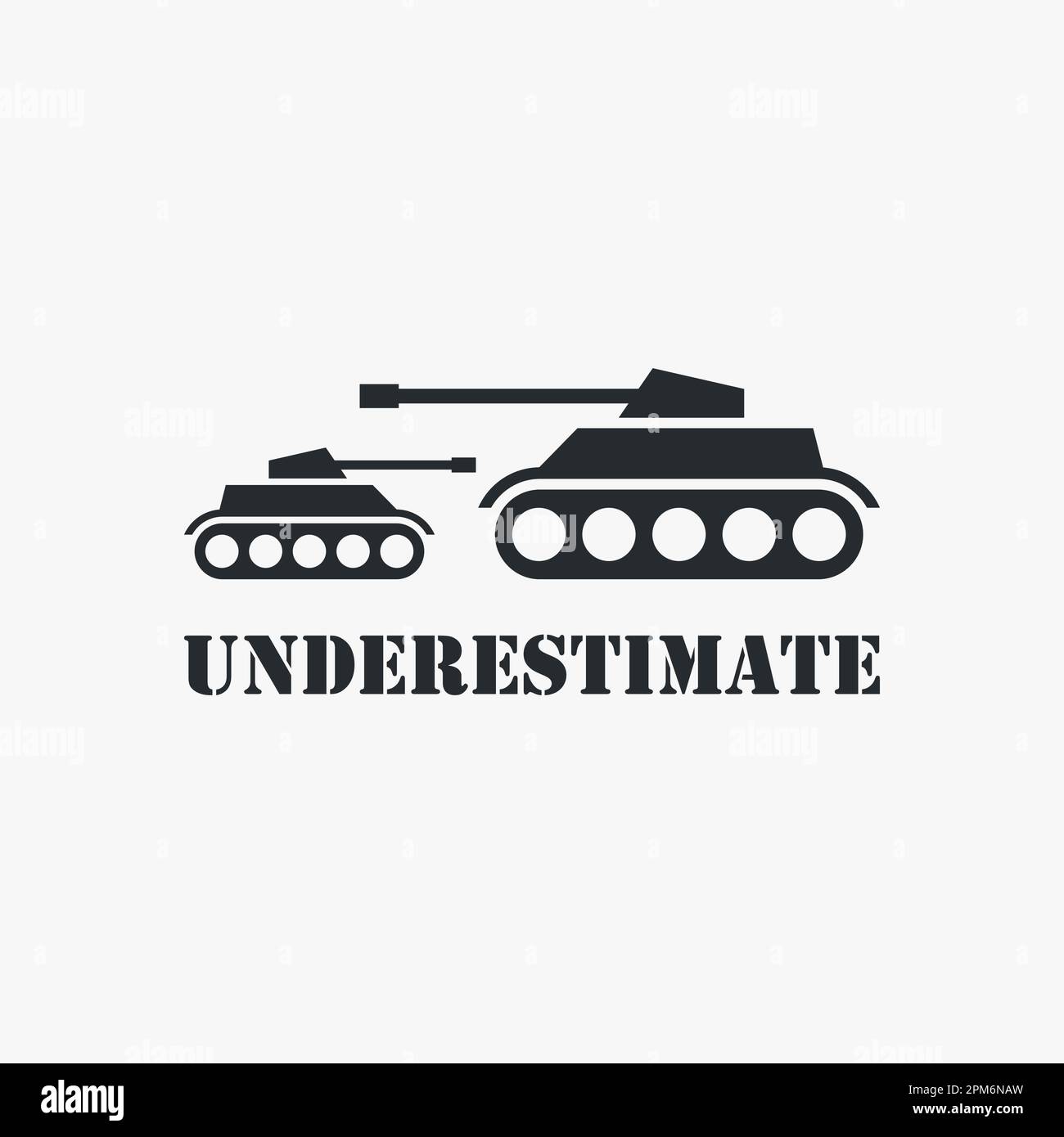 Military tank for don't underestimate logo design Stock Vector