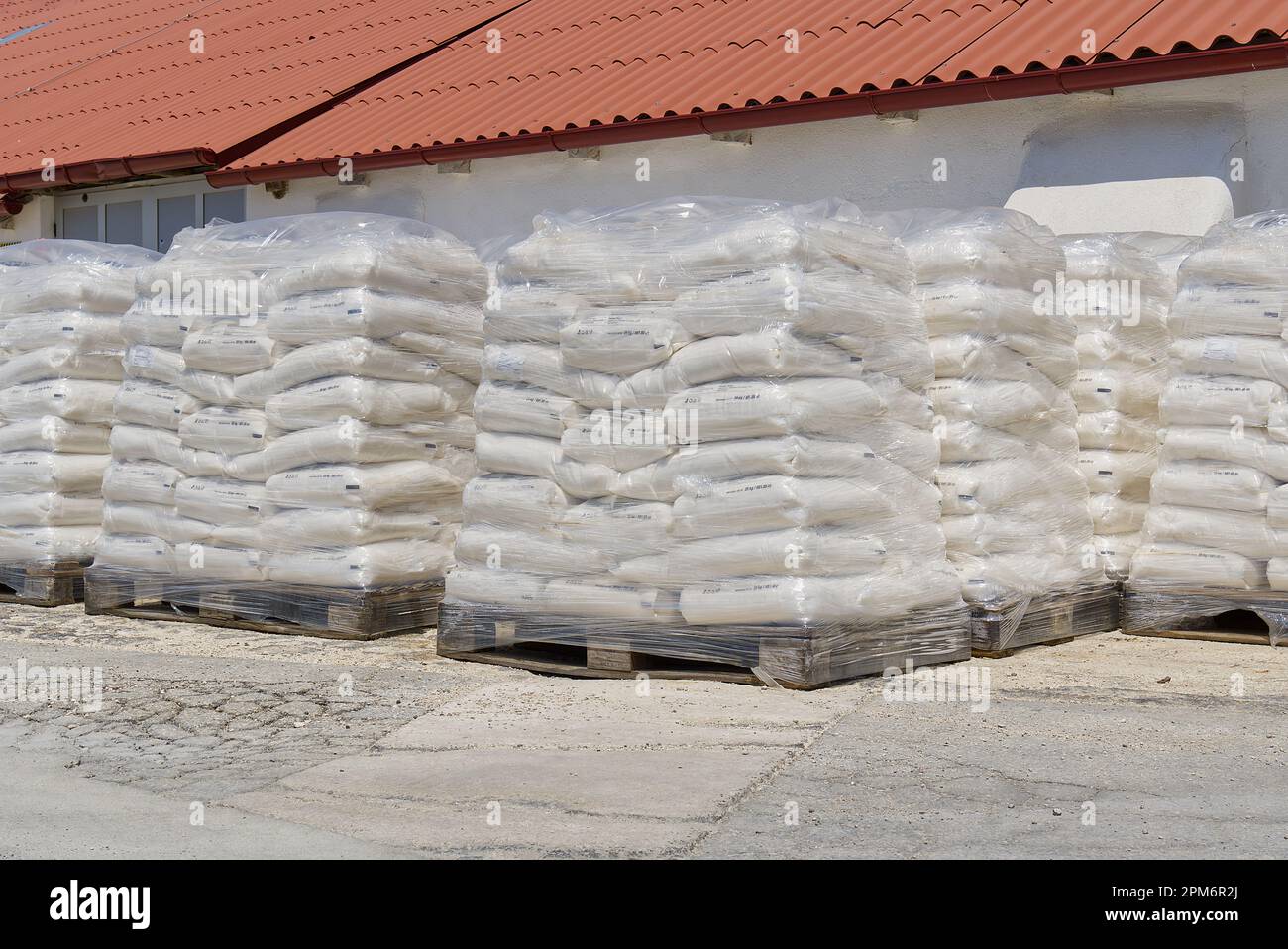 sea salt in big bags packed and ready for shipping world wide. rock