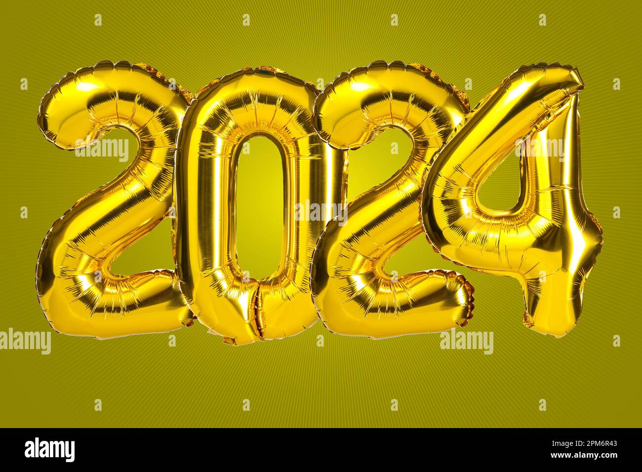 New Year 2025 celebration. Golden Yellow foil color balloons. 2025