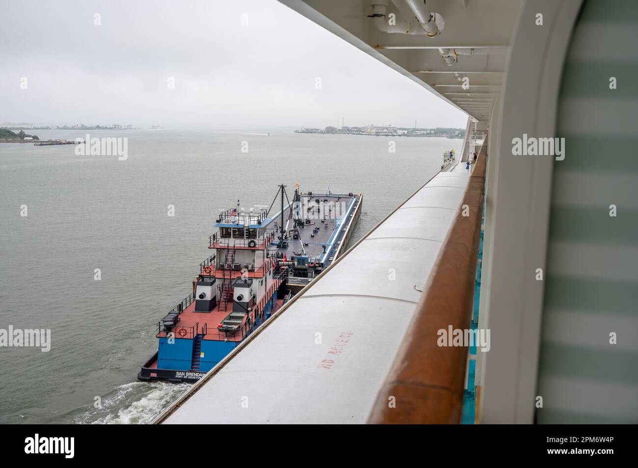 Galveston, Texas March 27, 2023 Fuel barge along side a cruise ship