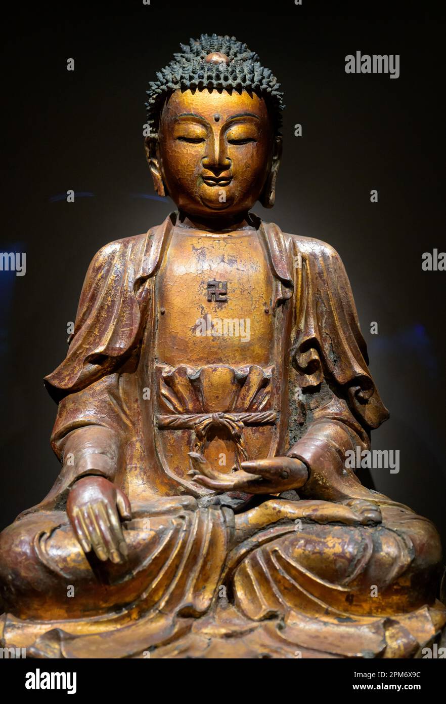 HONG KONG SAR,CHINA. APRIL 11th, 2023.  Tsz Shan Monastery.Buddhist Art Museum underneath the Guan Yin Statue. The Museum is a collection of precious Stock Photo