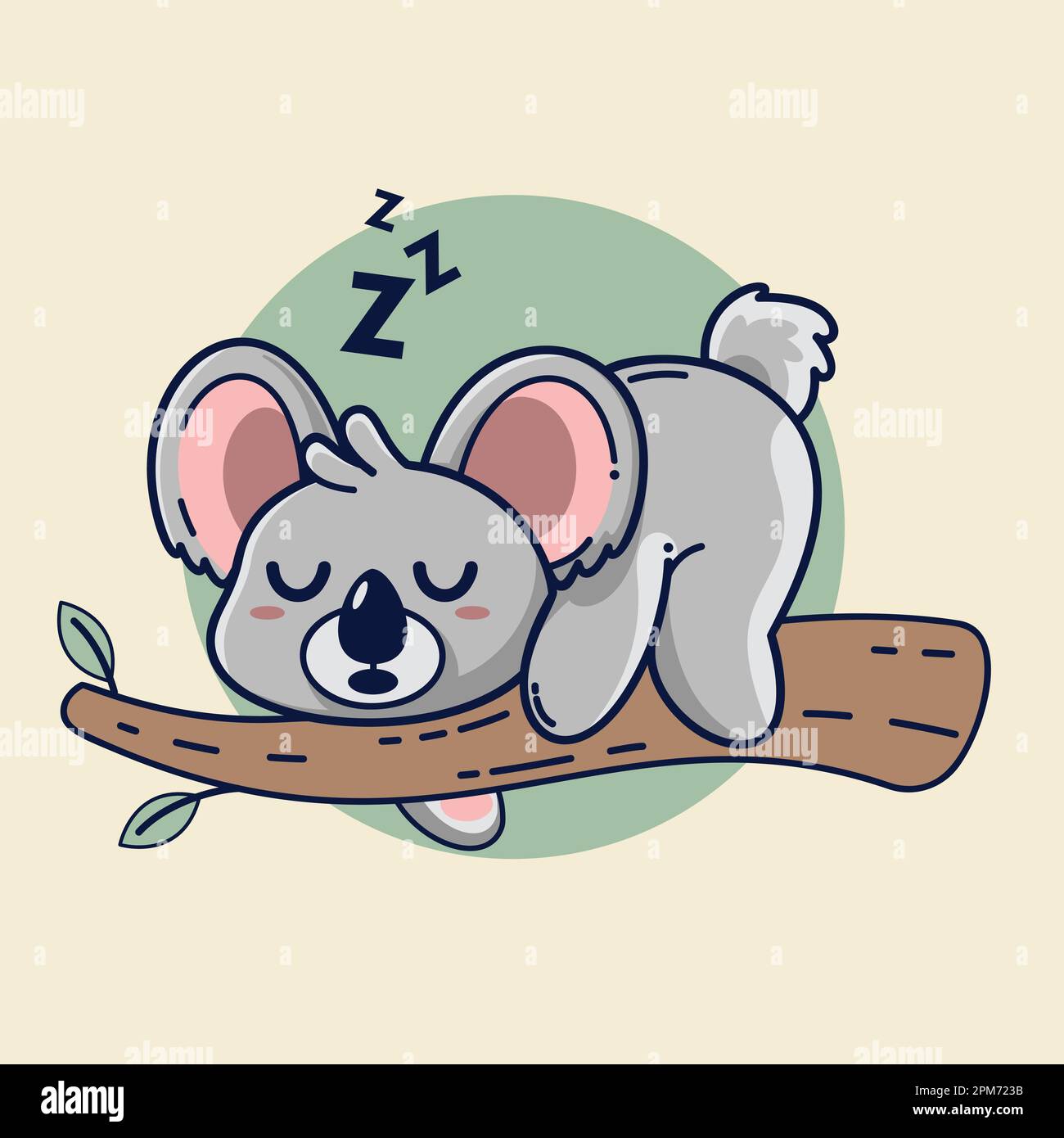 Cute koala sleeping on a tree branch. Vector illustration Stock Vector ...