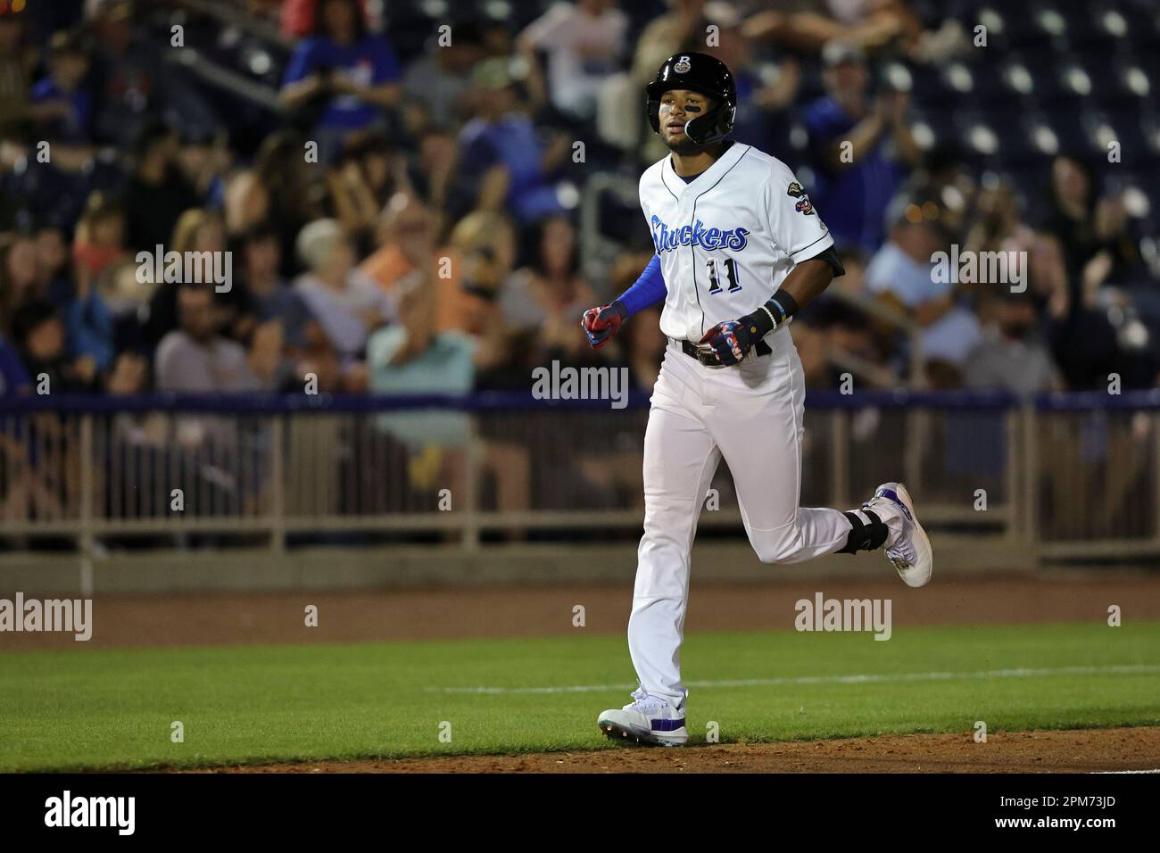April 11, 2023 Biloxi Shuckers outfielder Jackson Chourio (11) comes