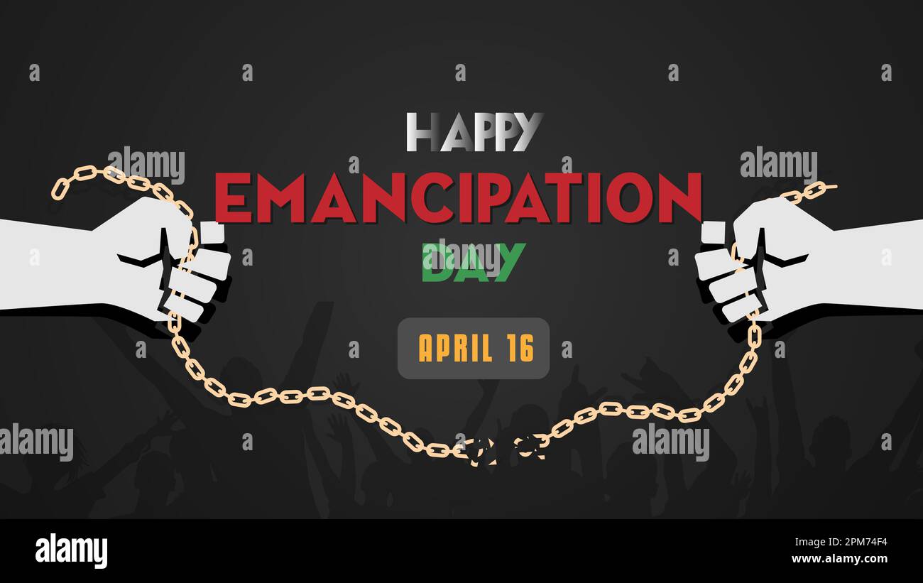 Happy Emancipation Day poster, web banner design on black background. Vector illustration. Stock Vector