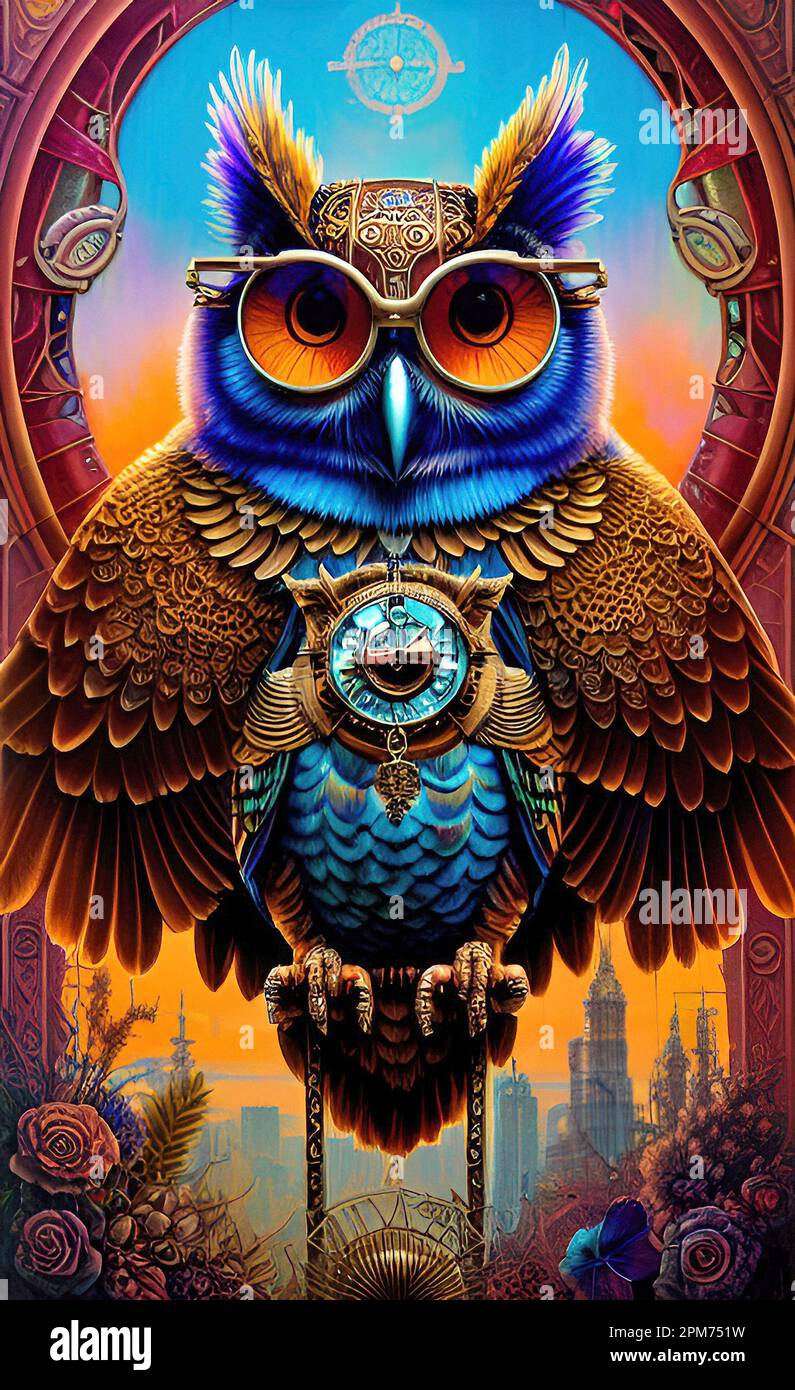 Steampunk Owl Art Stock Photo Alamy