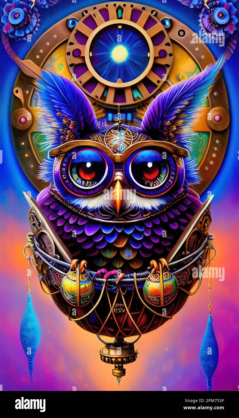 Steampunk Owl Art Stock Photo