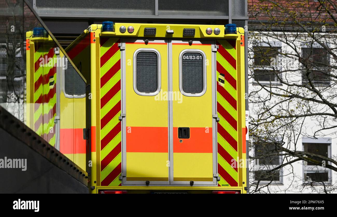 Potsdam, Germany. 05th Apr, 2023. An ambulance in front of the