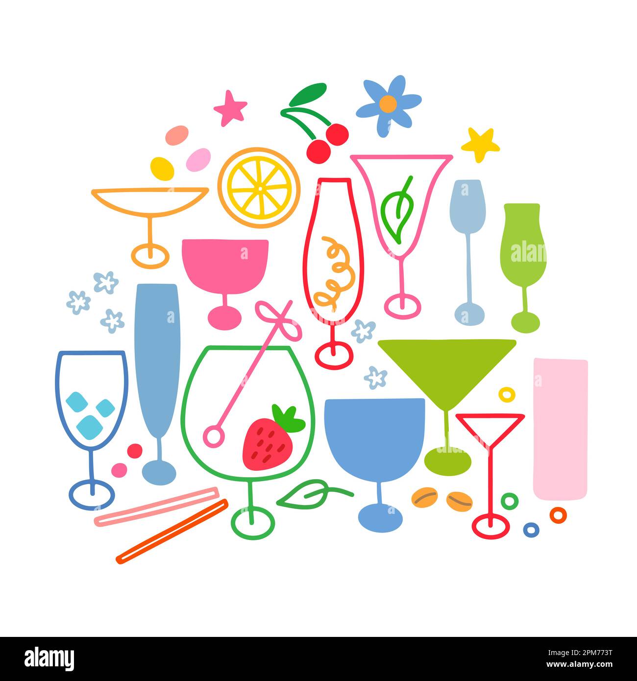 Cocktail glasses set in various colours, sizes, and styles Stock Vector Image & Art Alamy