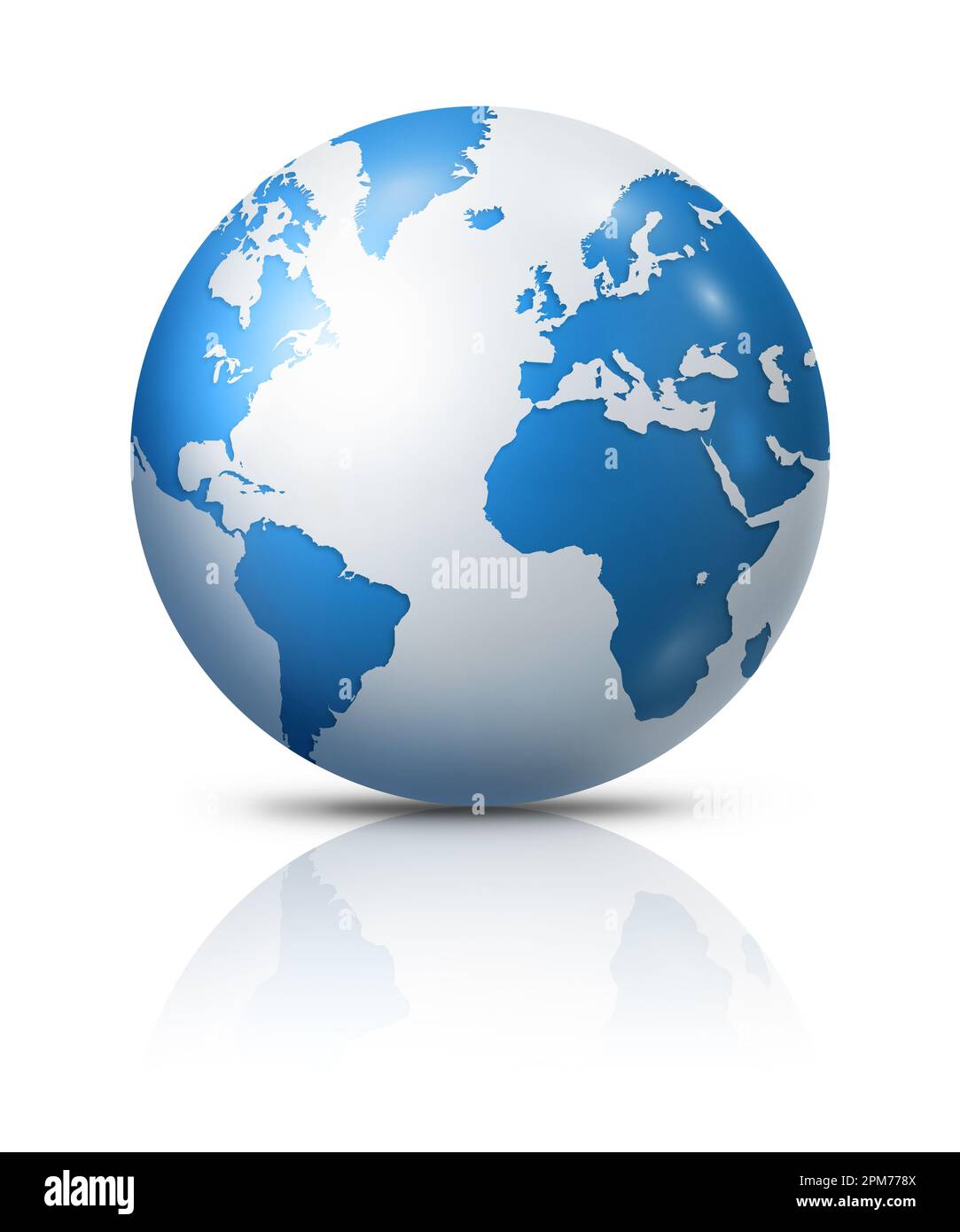 Blue earth globe isolated on white background. 3D illustration Stock ...