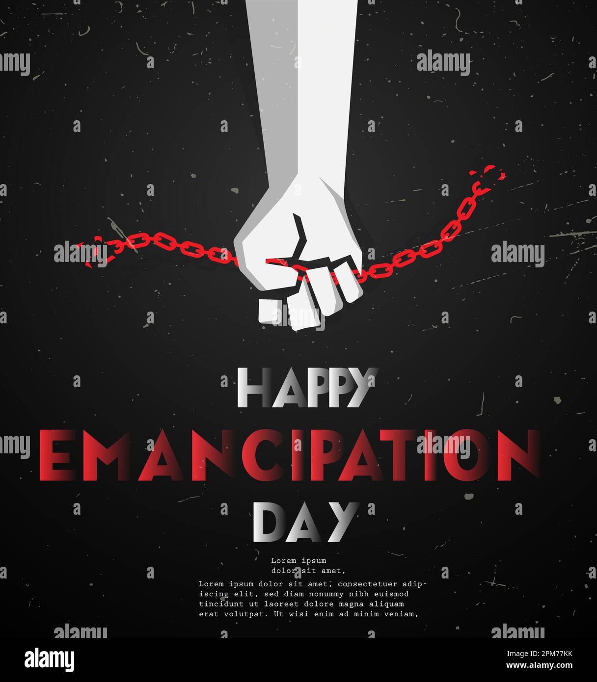 Happy Emancipation Day, hand-breaking chain in freedom day concept. Juneteenth Day vector illustration. Stock Vector