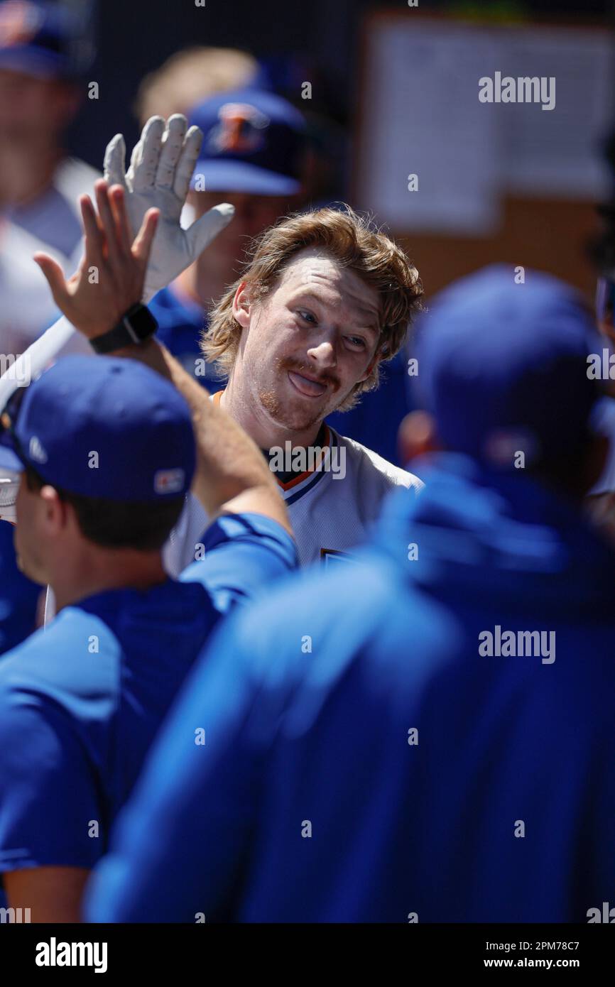 Durham, NC: Durham Bulls infielder Kyle Manzardo (7) leaps to catch a ball  at first during a MiLB baseball game against the Memphis Redbirds, Tuesday  Stock Photo - Alamy