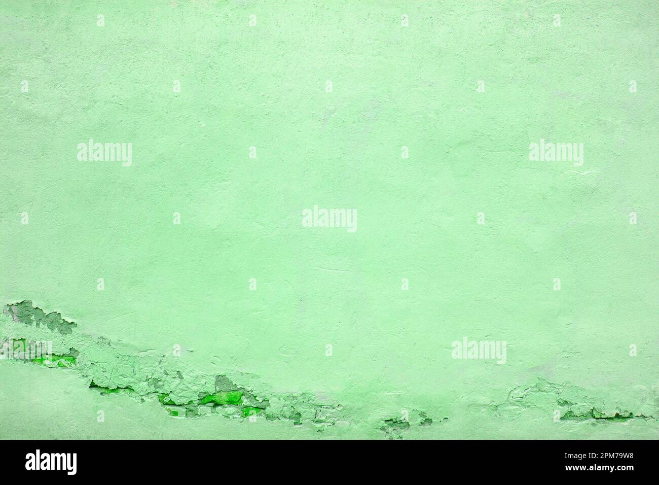 concrete wall painted in green color, texture plaster close-up Stock Photo