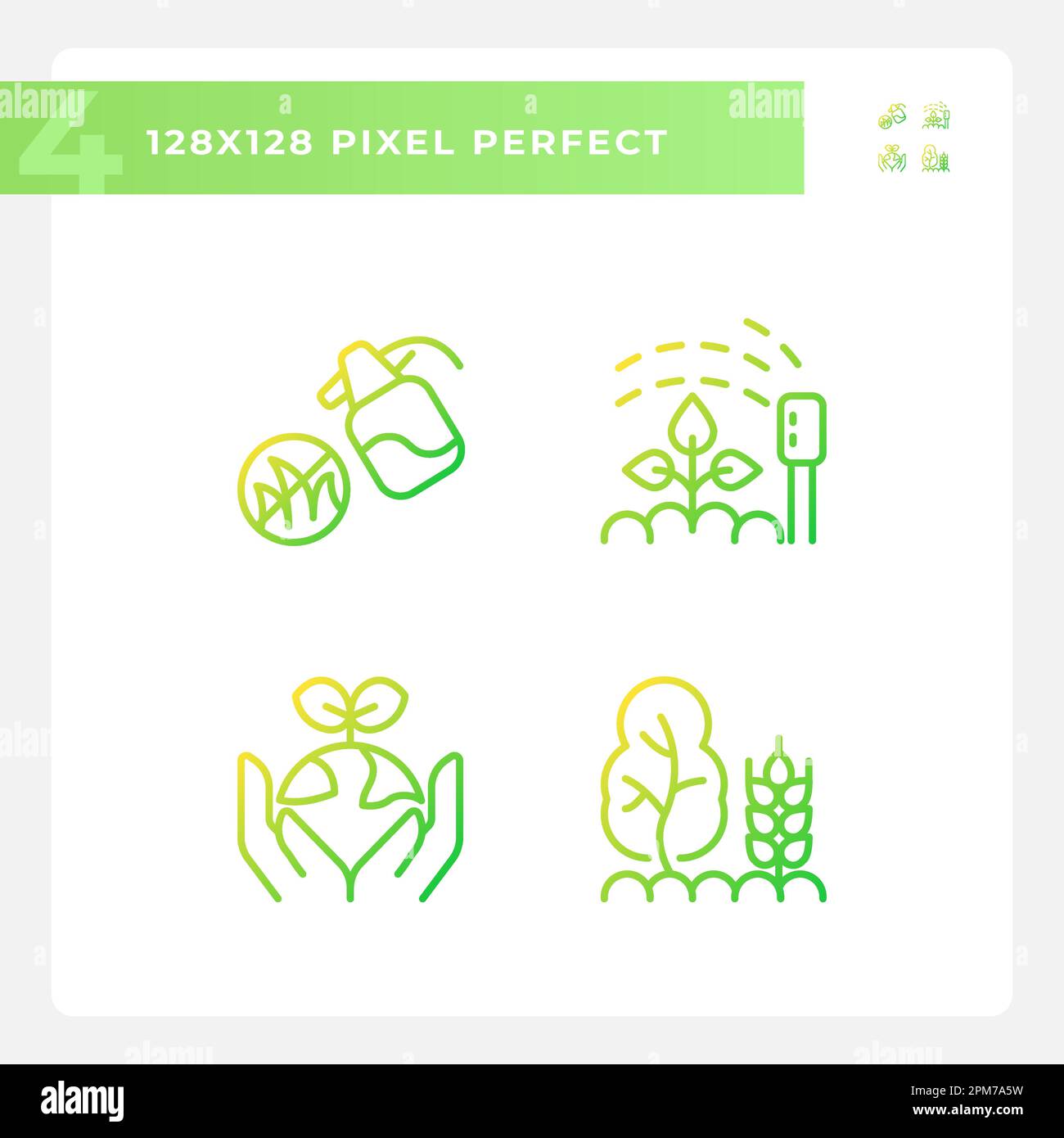 Gardening gradient linear vector icons set Stock Vector