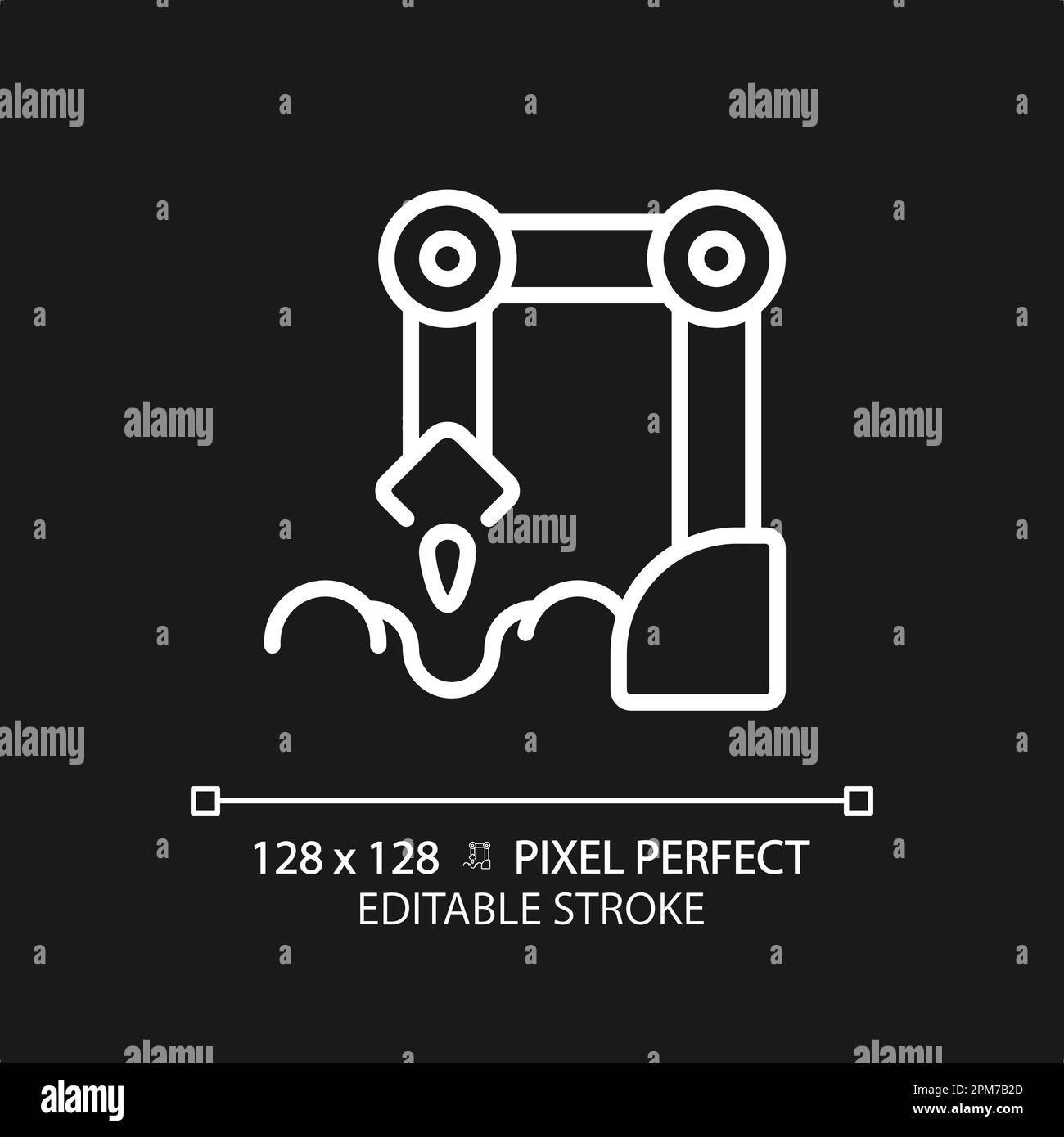 Planting robot white linear icon for dark theme Stock Vector