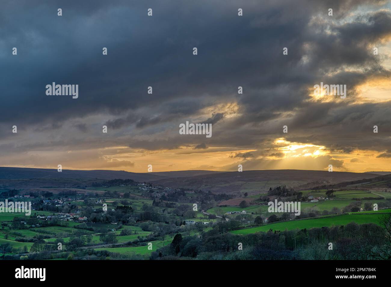 Golden sky over Danby Stock Photo