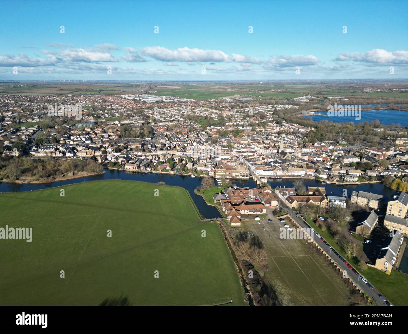 St Ives town Cambridgeshire UK drone aerial view Stock Photo