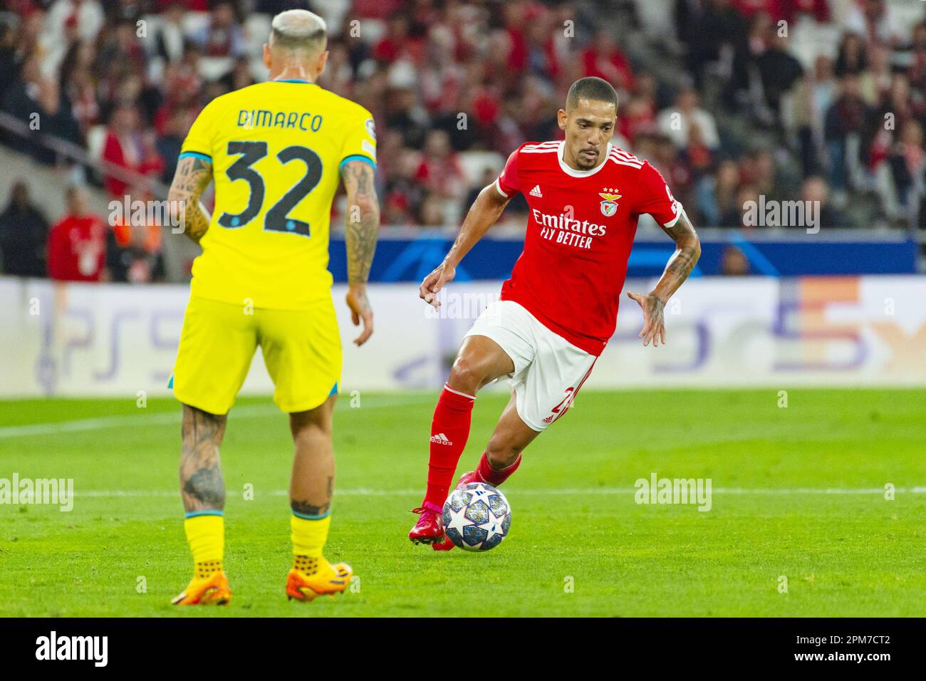 Gilberto of Benfica during the UEFA Champions League, Quarter-finals, 1st leg football match between SL Benfica and FC Internazionale on April 11, 2023 at Estadio do Sport Lisboa e Benfica in Lisbon, Portugal - Photo: Jose Salgueiro/DPPI/LiveMedia Stock Photo