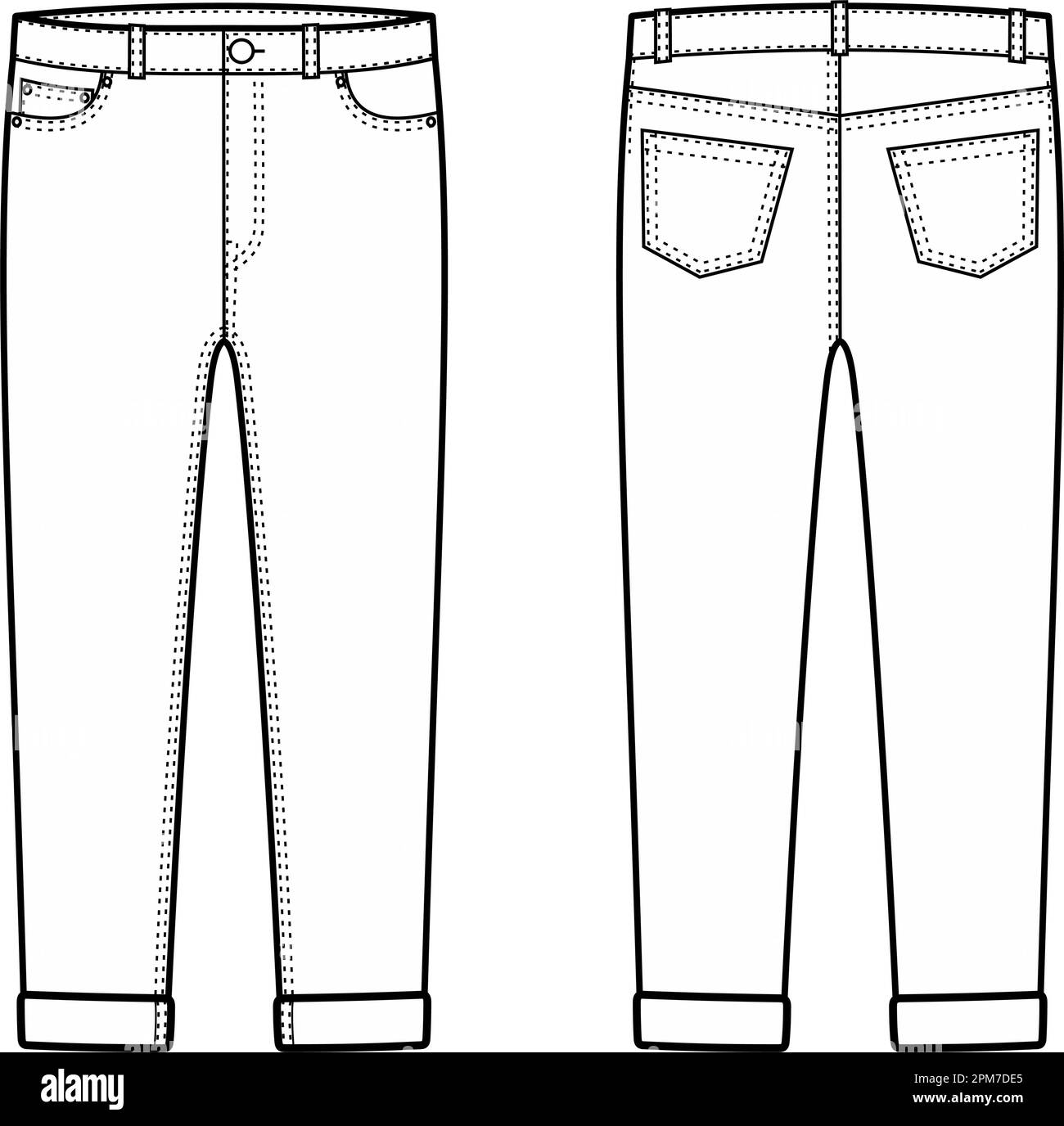 Denim pants. Front and back Stock Vector Image & Art - Alamy
