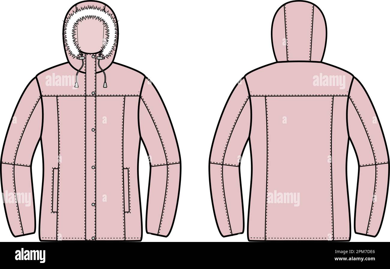 Womens winter quilted down jacket. Stock Vector