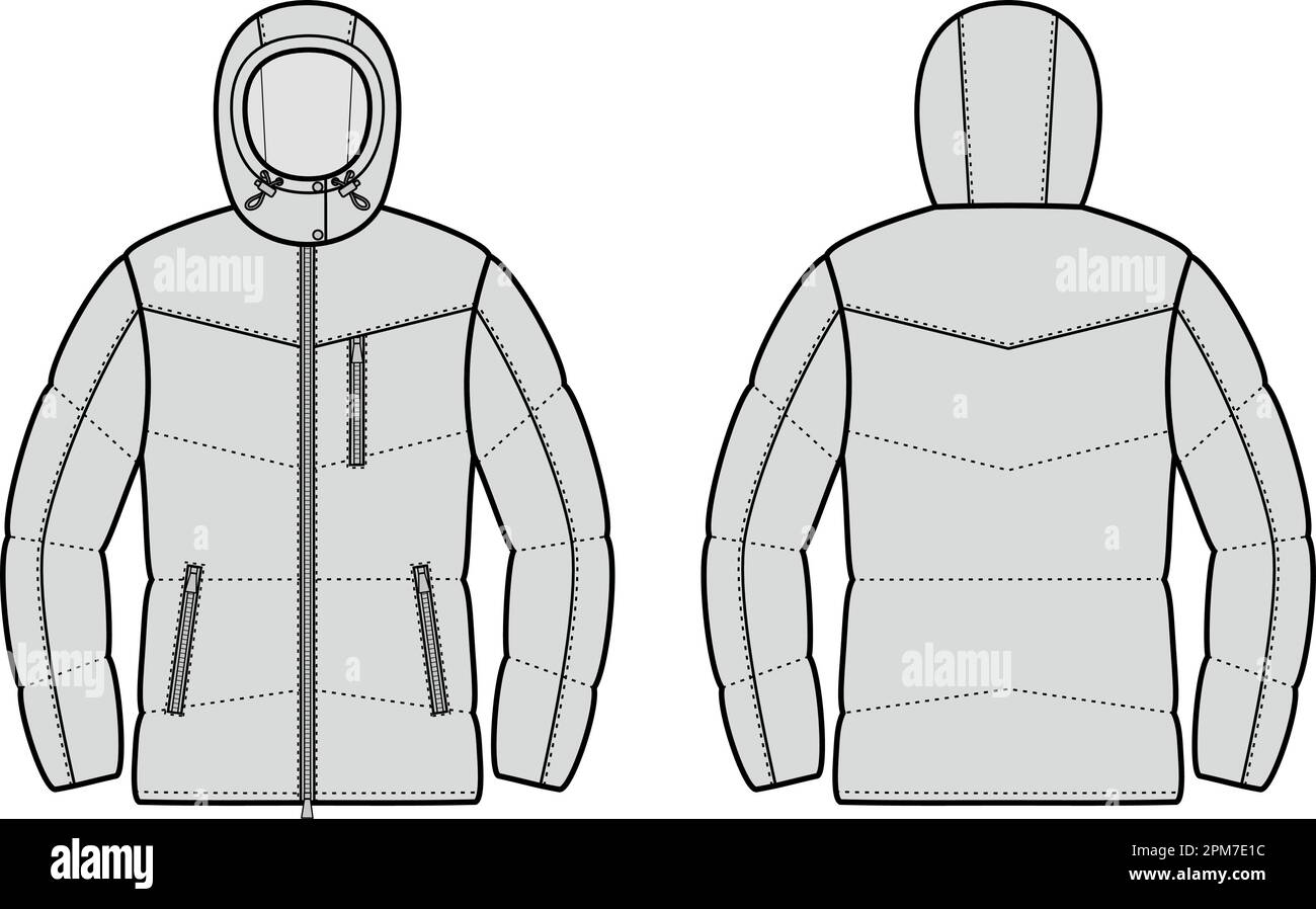 Womens winter quilted down jacket. Stock Vector