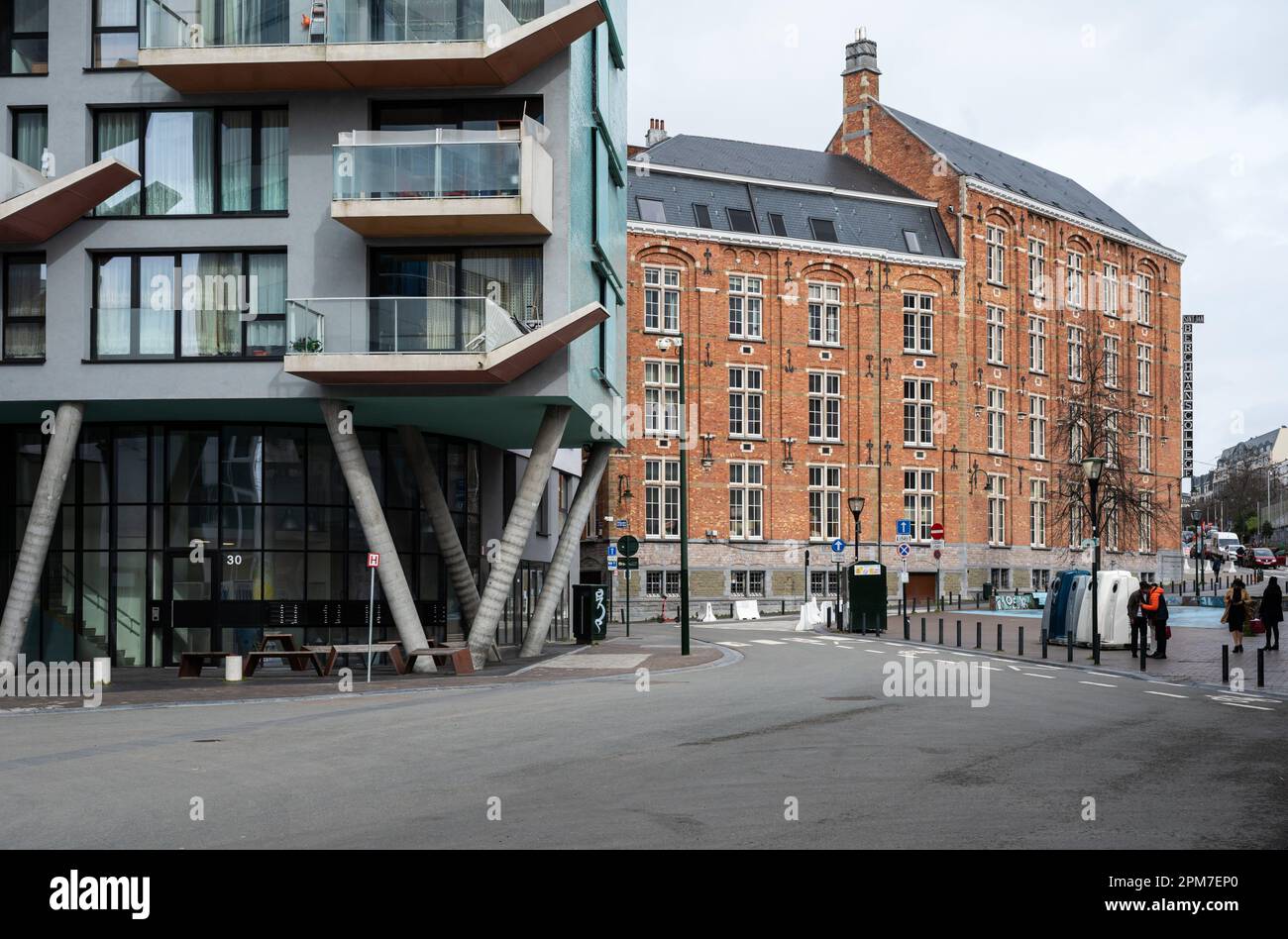 Brussels Old Town, Belgium March 12, 2023 Contemporary facade of an