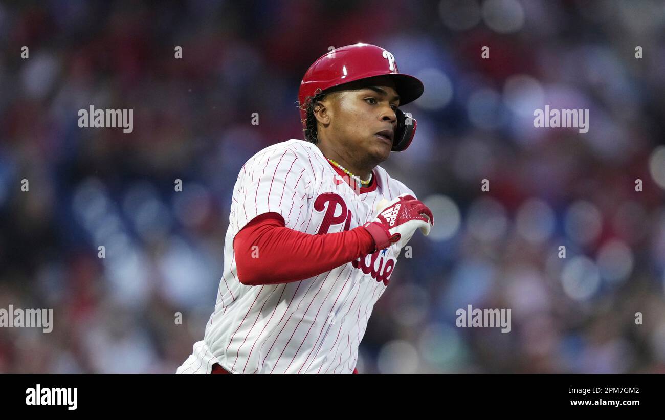 Philadelphia Phillies' Cristian Pache plays during the third inning of a  baseball game, Tuesday, April 11, 2023, in Philadelphia. (AP Photo/Matt  Rourke Stock Photo - Alamy