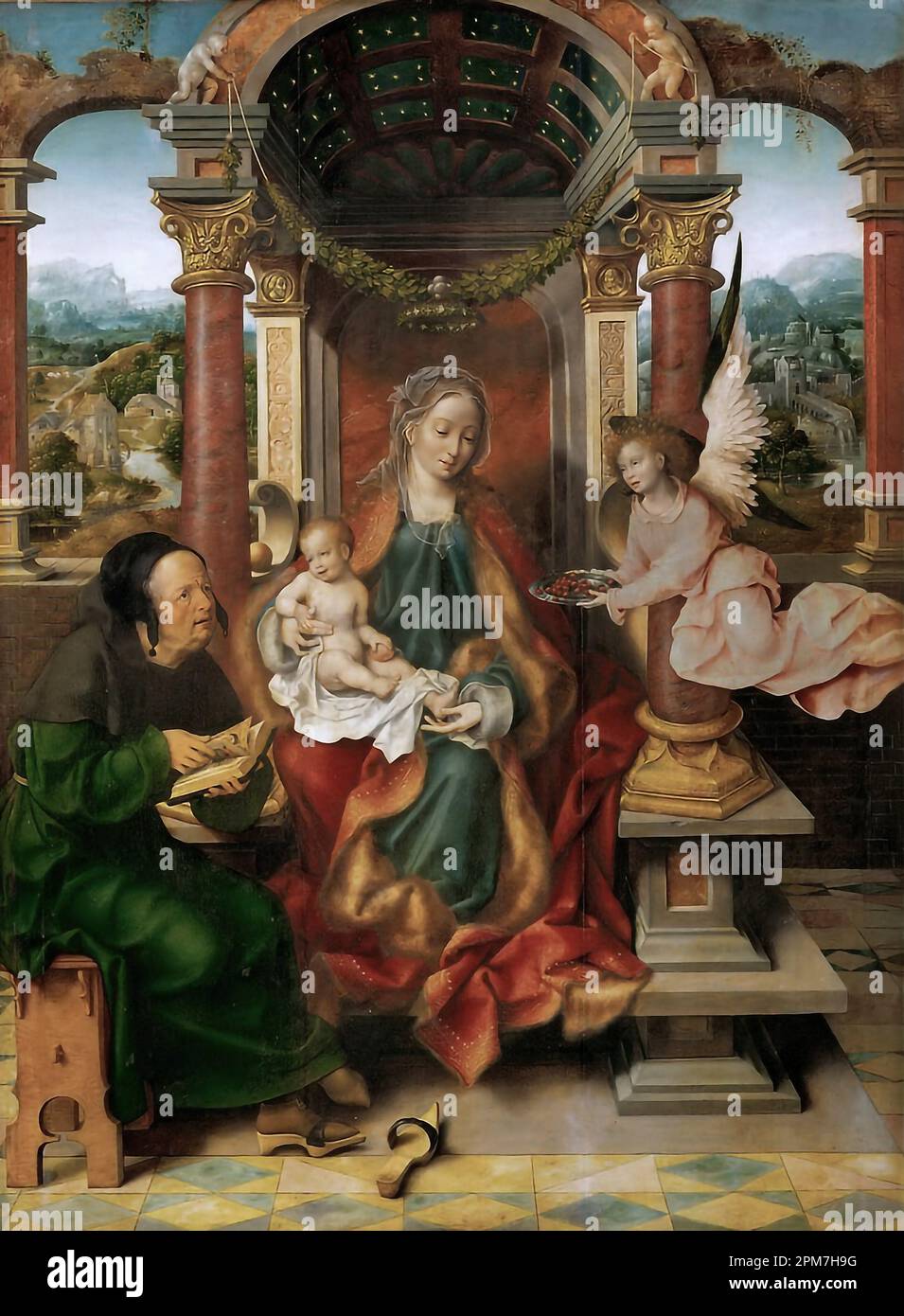 Early Netherlandish Art: Madonna and Child with Saint Joseph (Winged Altar, center panel) by Cleve, Joos van (ca. 1485-1540), ca 1530. This painting Stock Photo