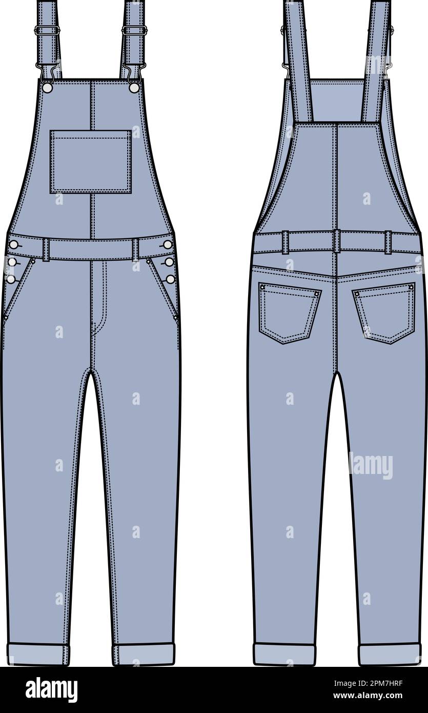 Womens denim overalls. Fashion CAD Stock Vector Image & Art Alamy