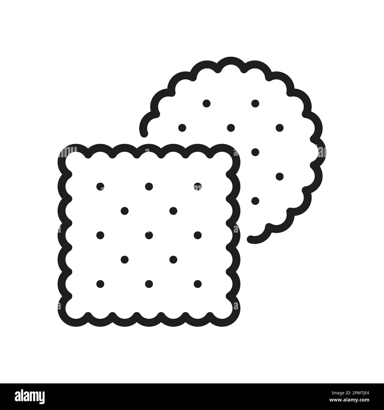 Crackers traditional crispy cookies, crisps isolated thin line icon