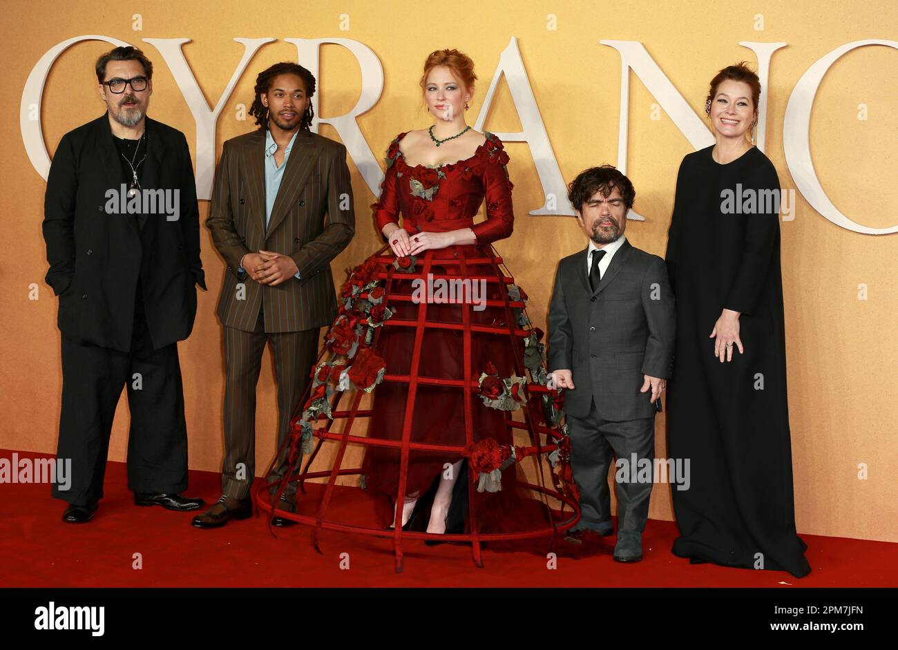 Joe Wright, Kelvin Harrison Jr, Hayley Bennett, Peter Dinklage and Erica Schmidt attend the UK Premiere of 'CYRANO' at Odeon Luxe Leicester Square  in London. Stock Photo