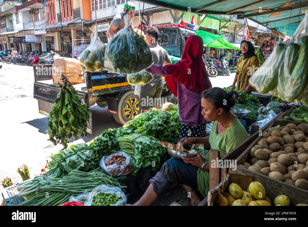 Vegatables market in Singkawang, West Kalimantan, Indonesia, Borneo The