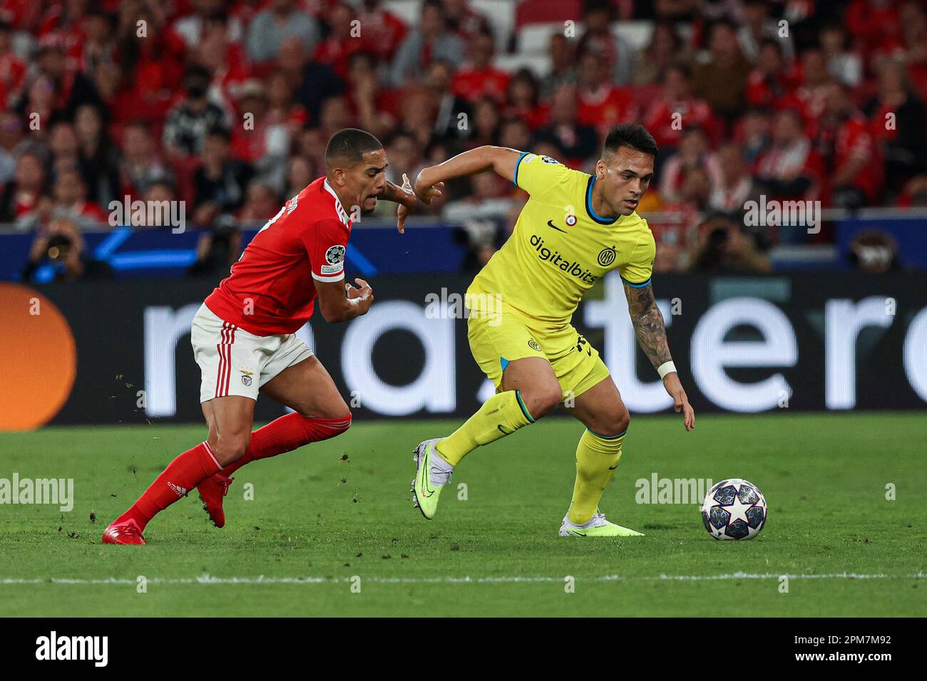 Morato of Benfica heads the ball during the UEFA Champions League,  Quarter-finals, 1st leg football match between SL Benfica and FC  Internazionale on April 11, 2023 at Estadio do Sport Lisboa e