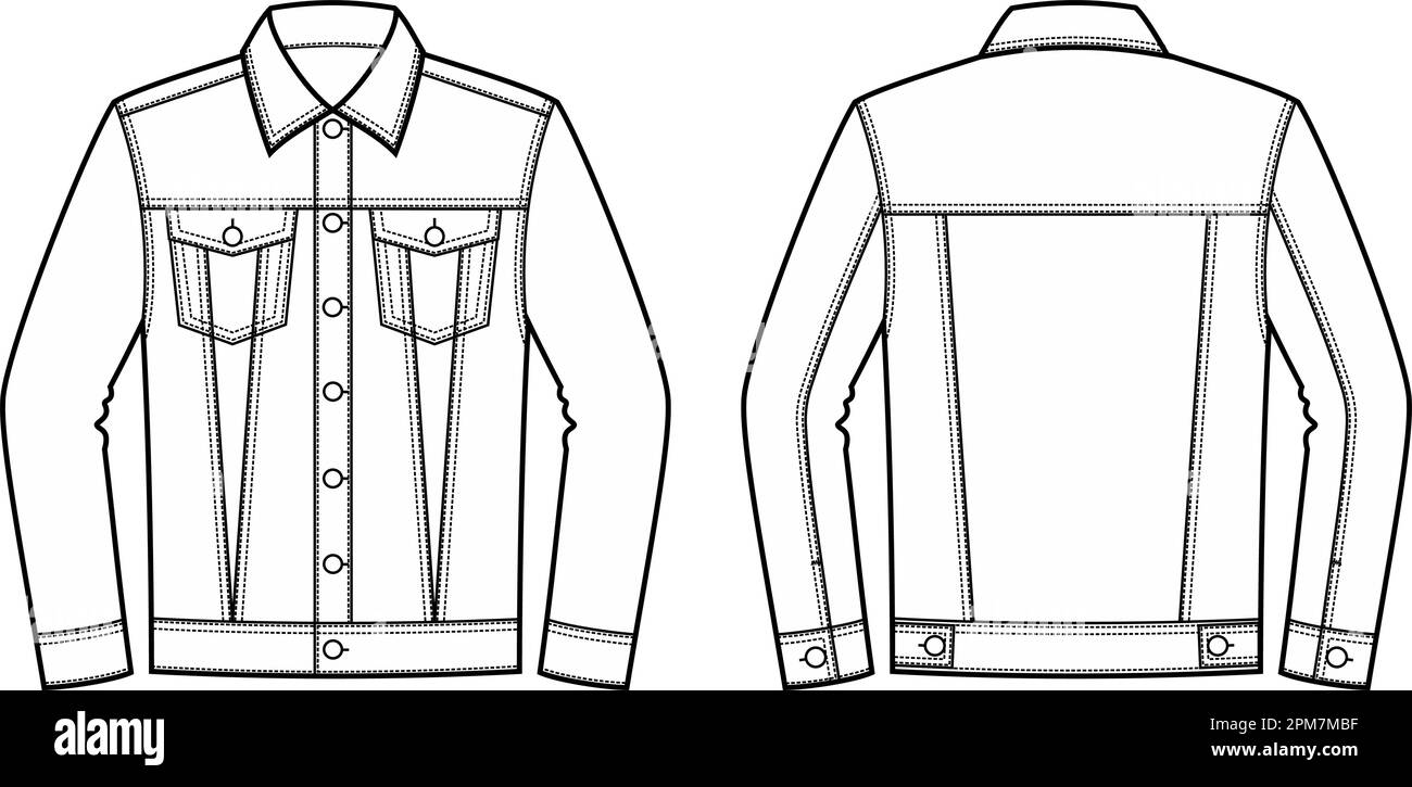 Fashion Technical Sketch Men Denim Jacket Stock Illustration  Download  Image Now  Denim Jacket Button  Sewing Item Denim  iStock