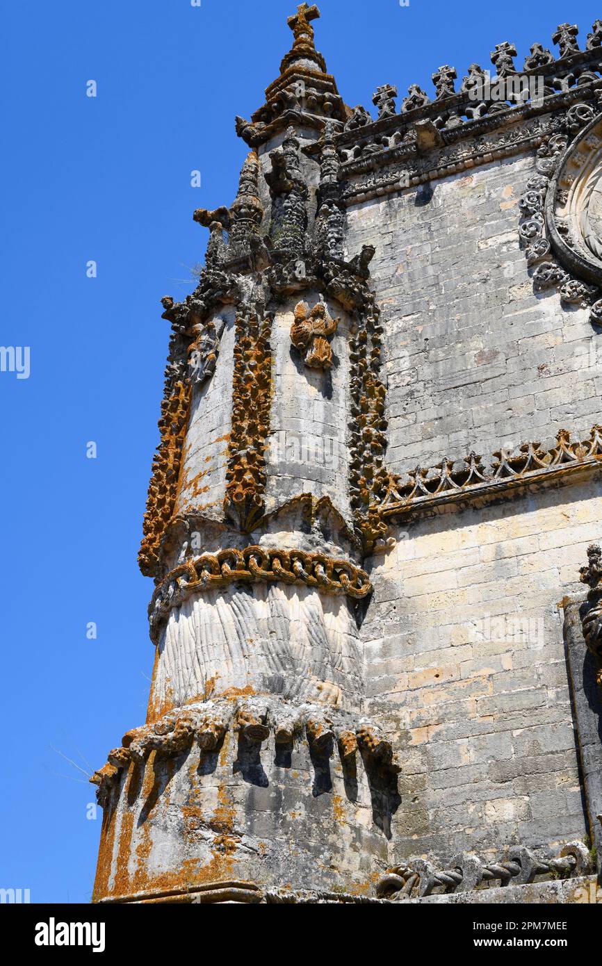 Tomar city, Convent of Christ (romanesque, gothic, manueline and renaissance, 12-16th century). Manueline nave. UNESCO World Heritage. Santarem, Stock Photo