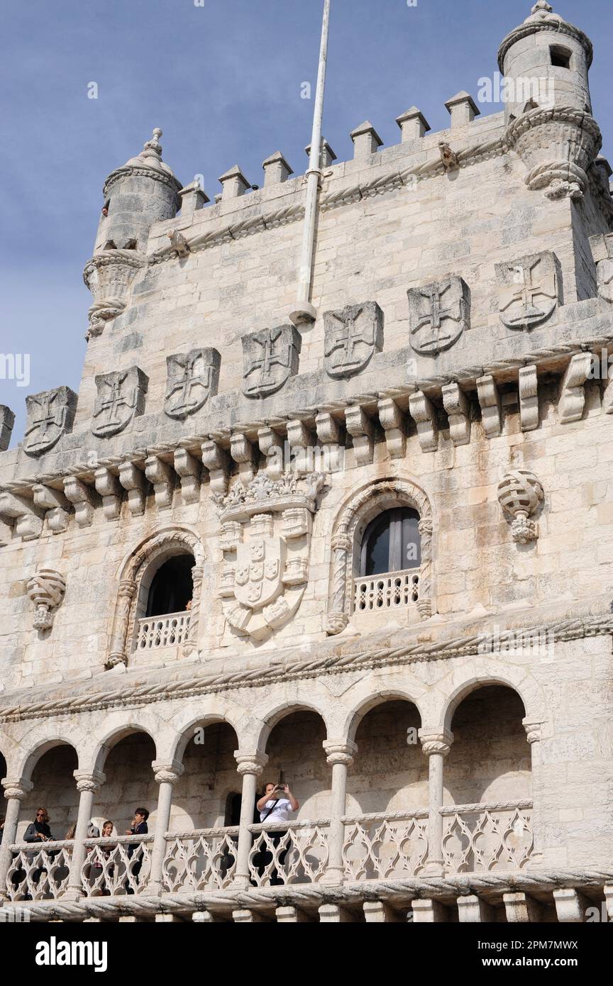 Lisbon (Lisboa), Belem Tower (manueline style, 16th century). Portugal. Stock Photo