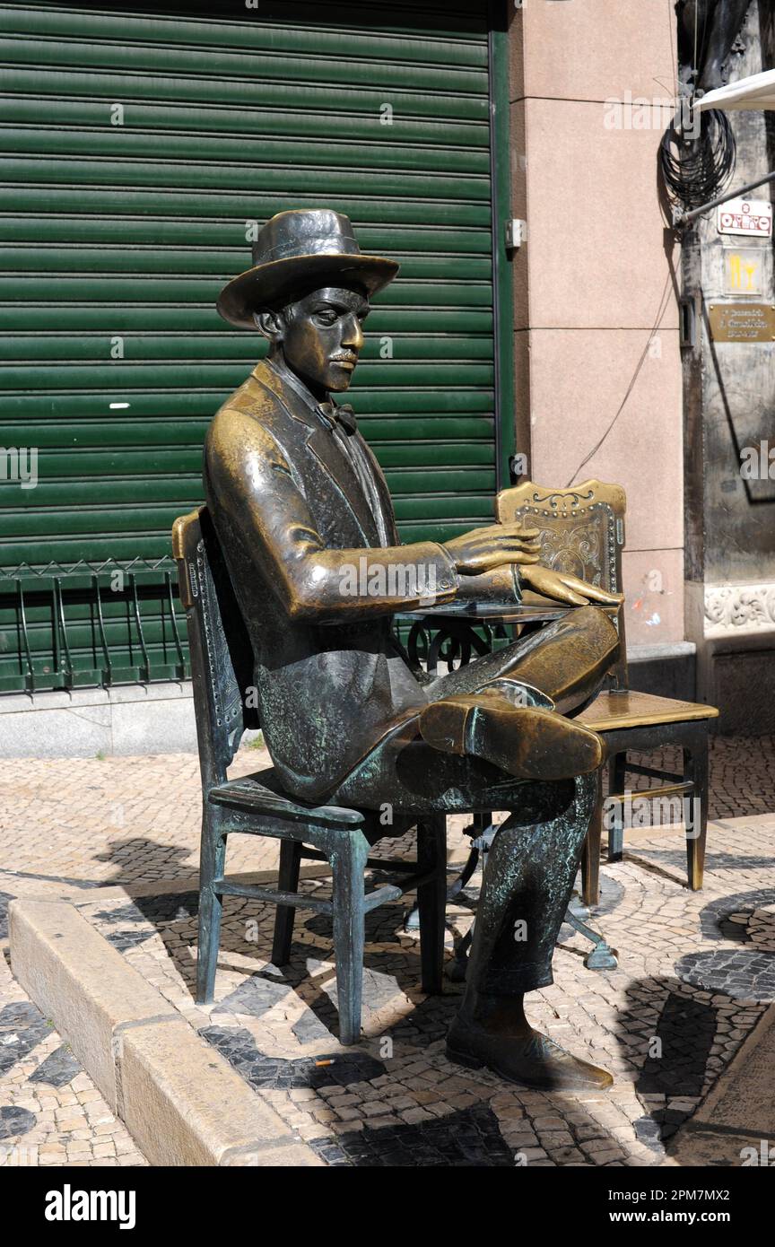 Lisbon (Lisboa), sculpture of Fernando Pessoa. Portugal. Stock Photo