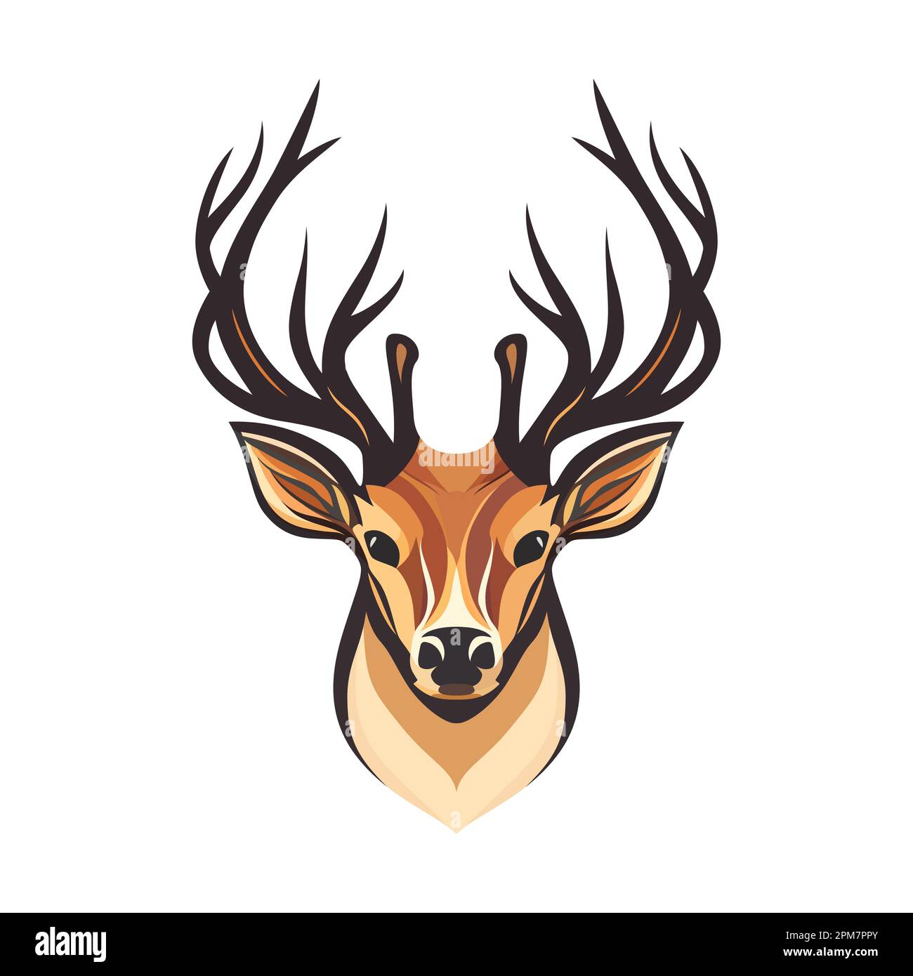 Deer Head Vector Illustration Deer Head Logo Design Abstract Drawing Deer With Horns Cute Cartoon Deer Face With Horns Vector Illustration 2PM7PPY