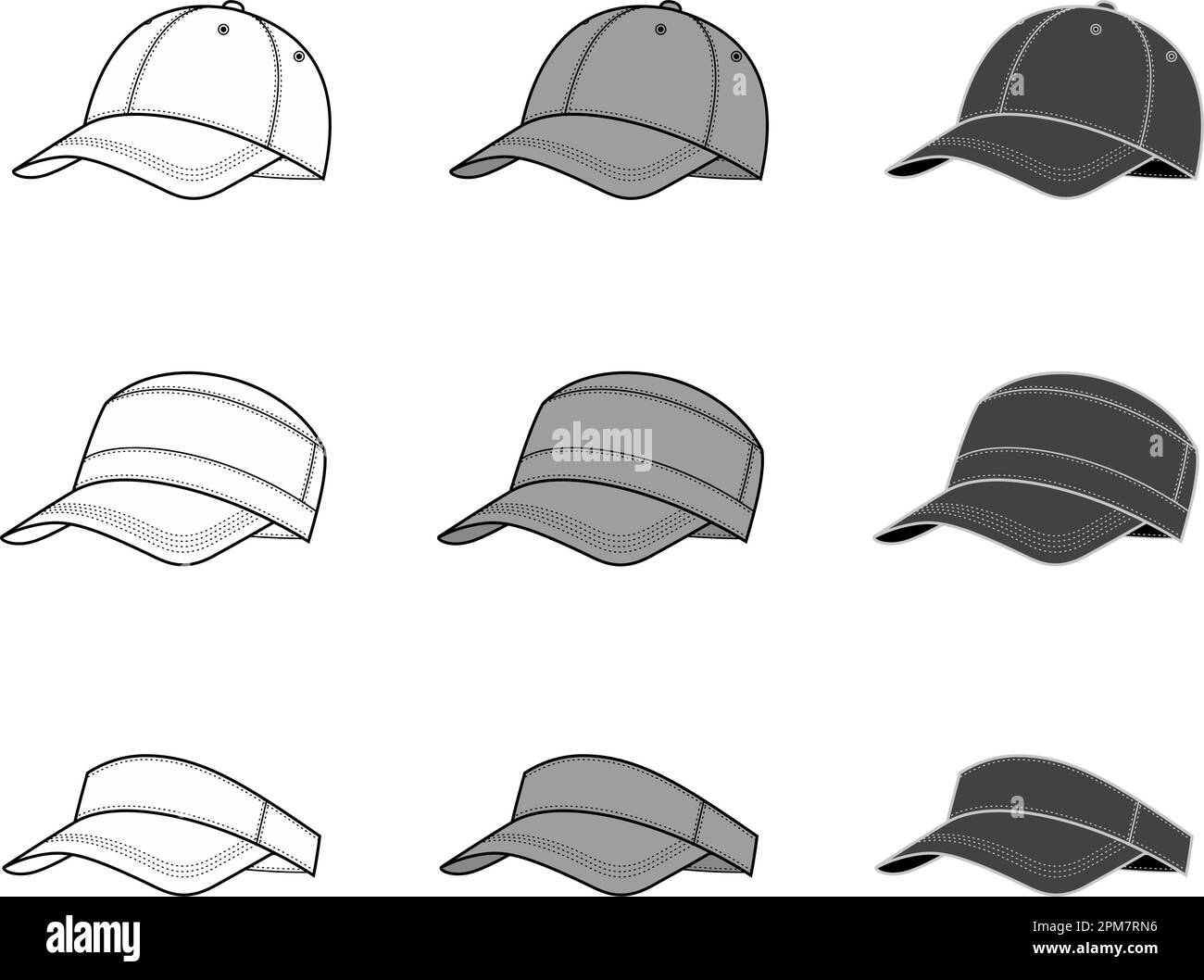 baseball-cap-set-front-view-stock-vector-image-art-alamy