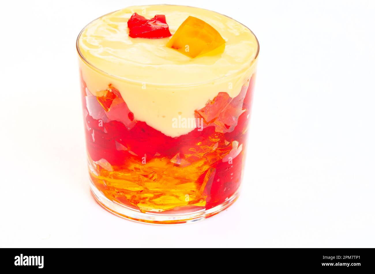 jelly and custard in glass cup isolated on white Stock Photo Alamy