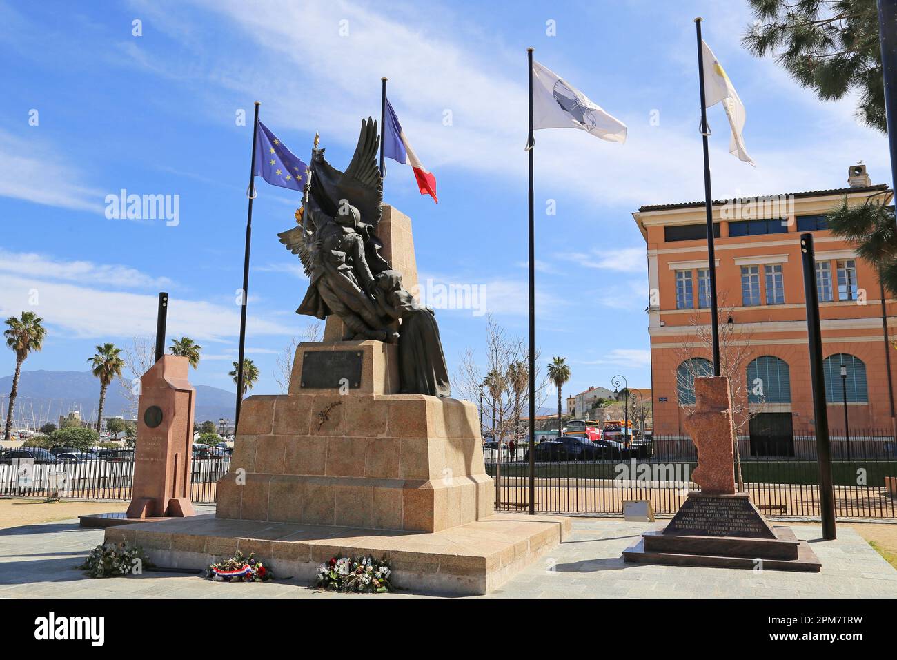 War Memorial, Place César Campinchi, Quai de la République, Ajaccio, Corse-du-Sud, Corsica, France, Mediterranean Sea, Europe Stock Photo